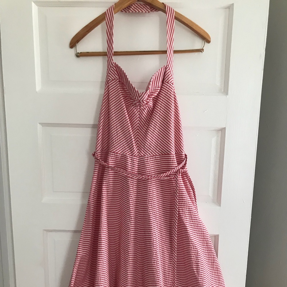 Seersucker Marc Jacobs halter dress, tie waist